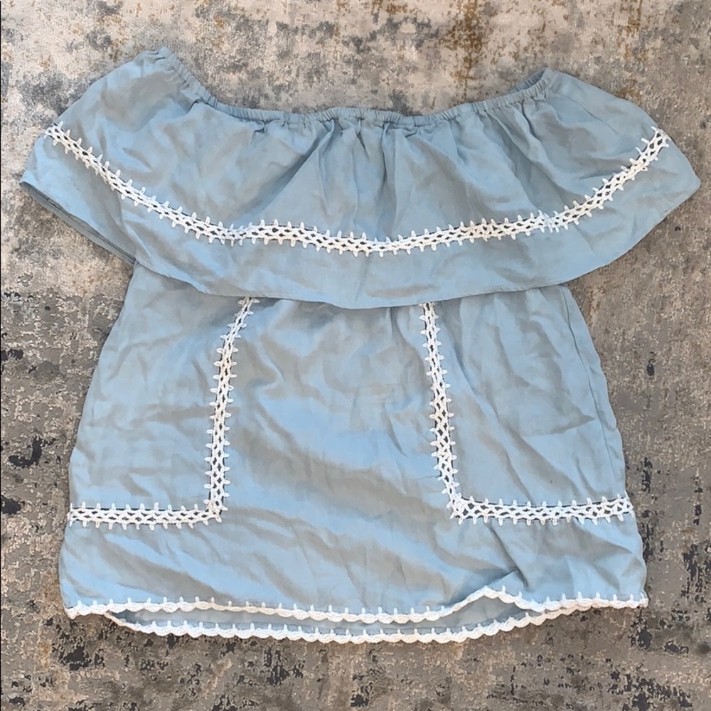 SAYLOR powder blue off the shoulder top size XS